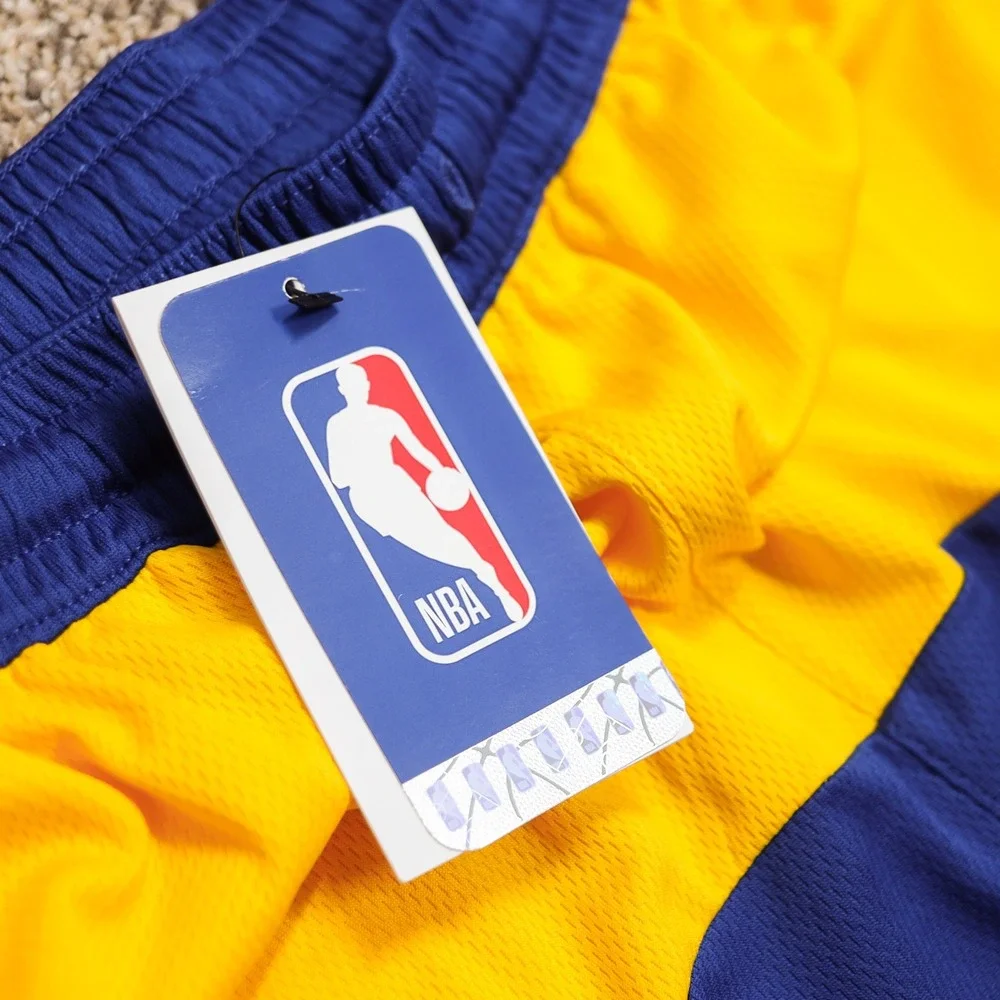 Nike NBA Golden State Warriors Dri Fit Kids L 14/16 Basketball Shorts Yellow NWT